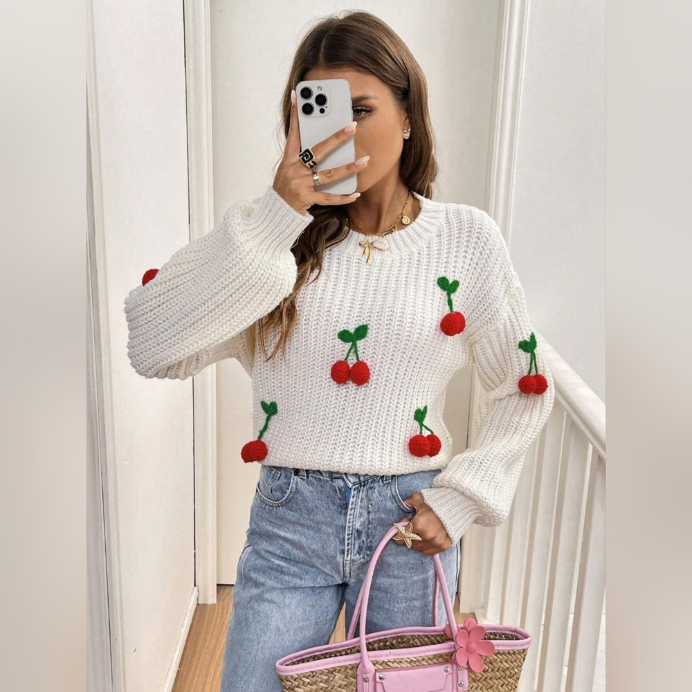 Colorful 3D Sweater Floral Casual Summer Top For Women - Picture 7 of 12